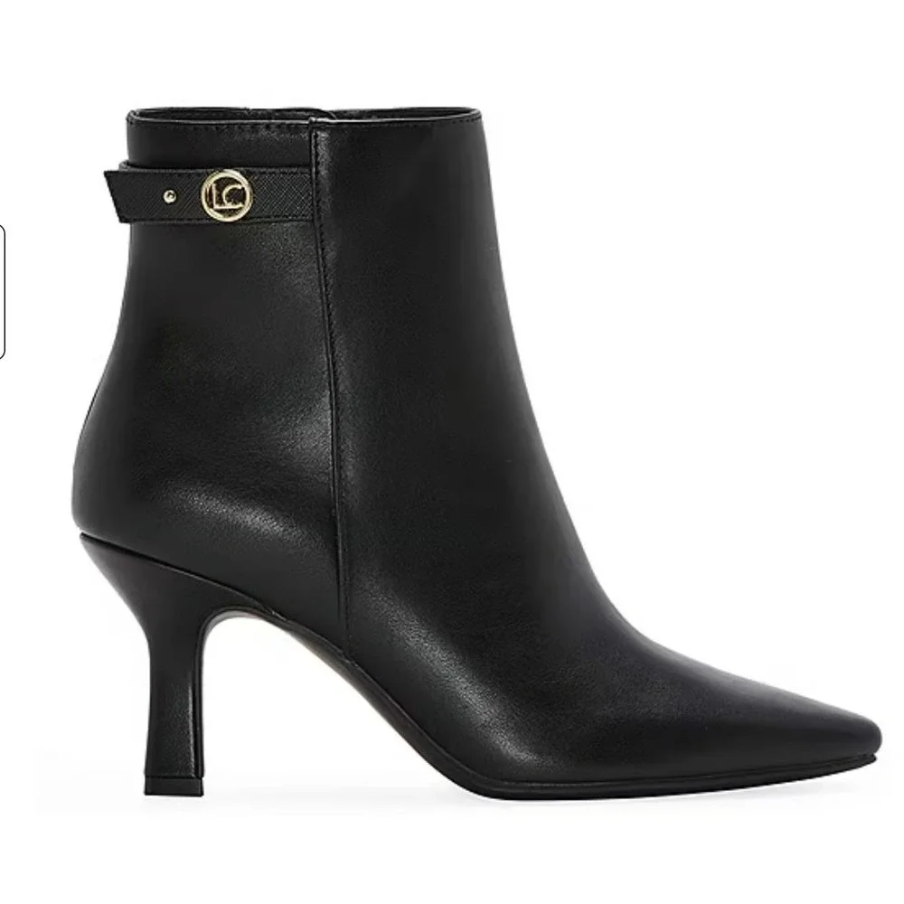 Minimalist Liz Claiborne Black Pointed Toe Kitten Heel Ankle Booties 11 NEW